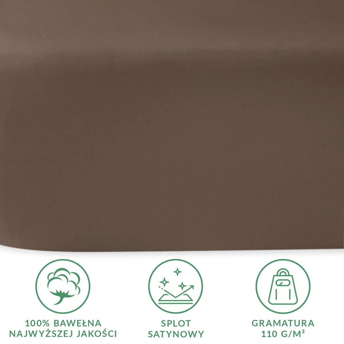 Prześcieradło satynowe bez gumki 160x220 kolor Sepia