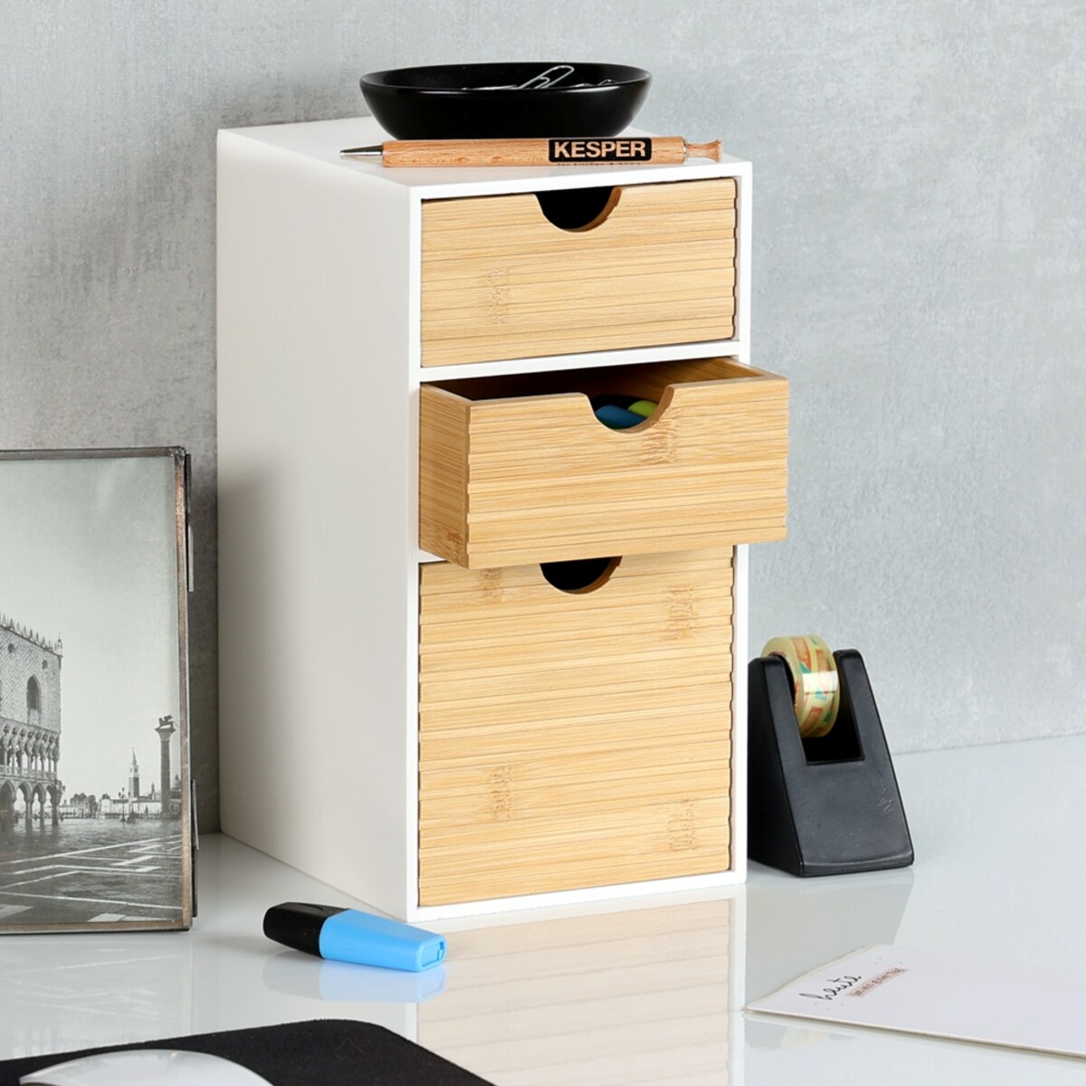 Organizer na biurko KESPER, 3 szuflady, 14 x 16 x 27 cm