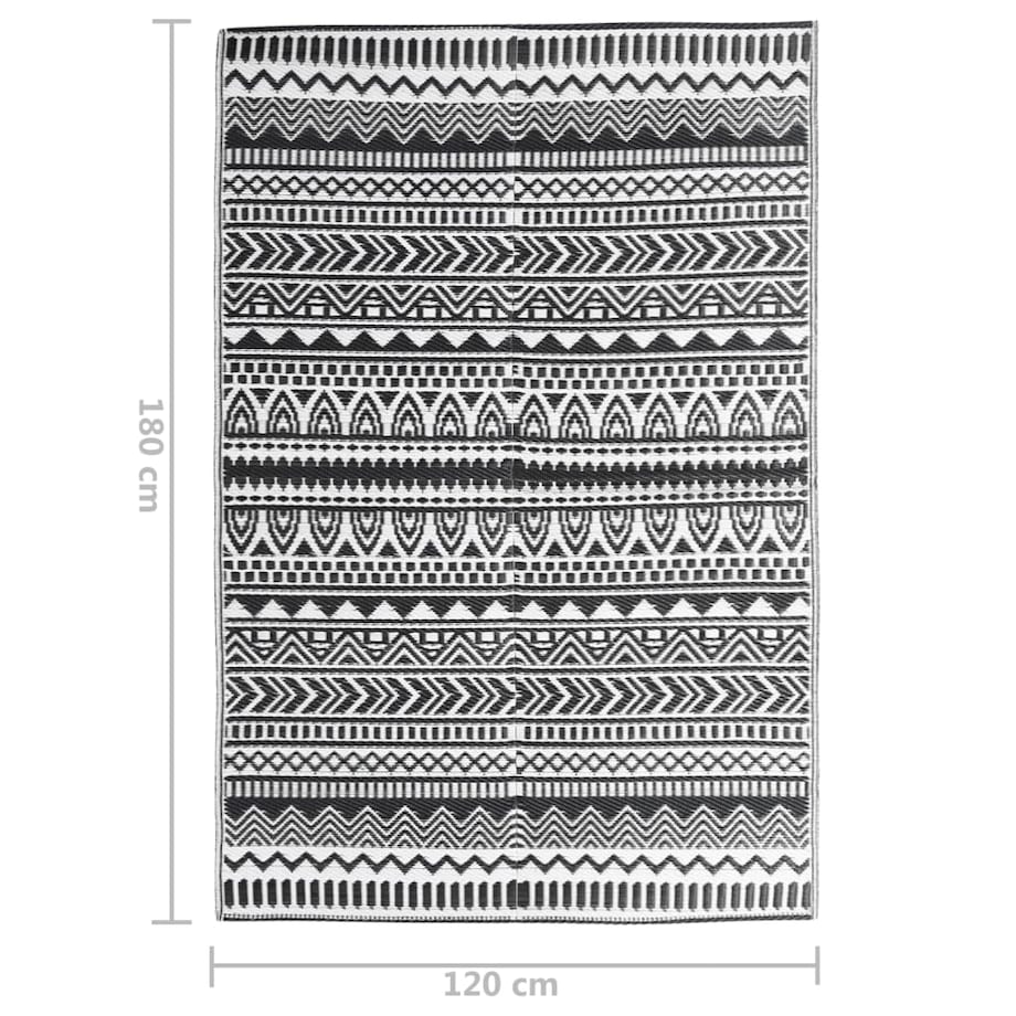 vidaXL Dywan zewnętrzny, ARAKIL czarny, 120x180 cm, PP