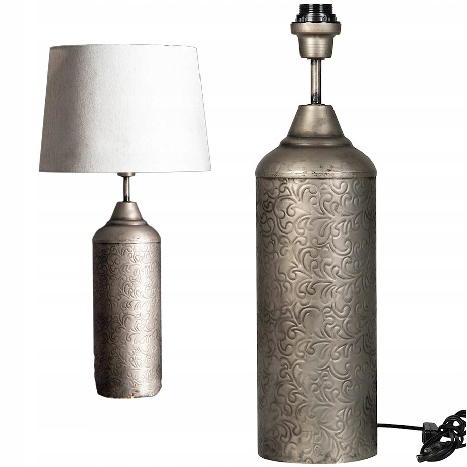 LAMPA STOŁOWA LOFT NOCNA SREBRNA METALOWA DO SALONU SYPIALNI DOMU 53cm E27