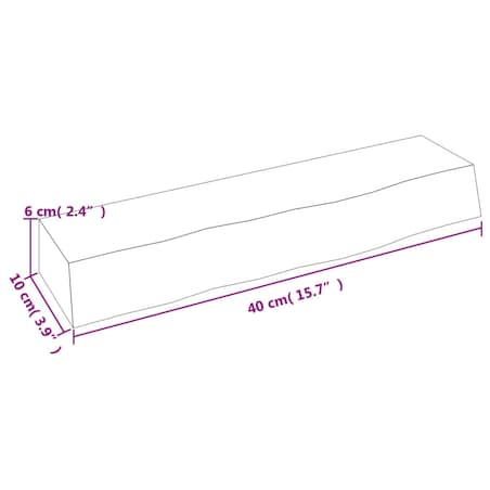 vidaXL Półka, jasnobrązowa, 40x10x6 cm, lakierowane lite drewno dębowe