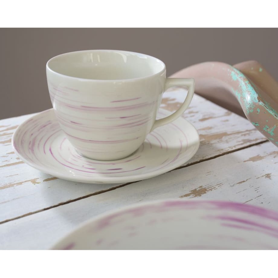 Zestaw filiżanek ze spodkami dla 6 osób 12 el. City Wiśniowy Mus CT21