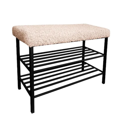 Stojak na buty z siedziskiem GAJA ROLF-2 czarny/beżowy