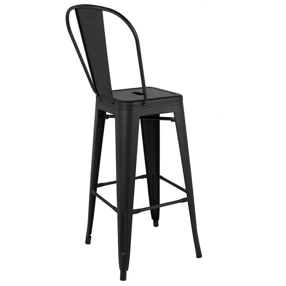 Wysokie krzesełko barowe Tower Big Back z oparciem czarne