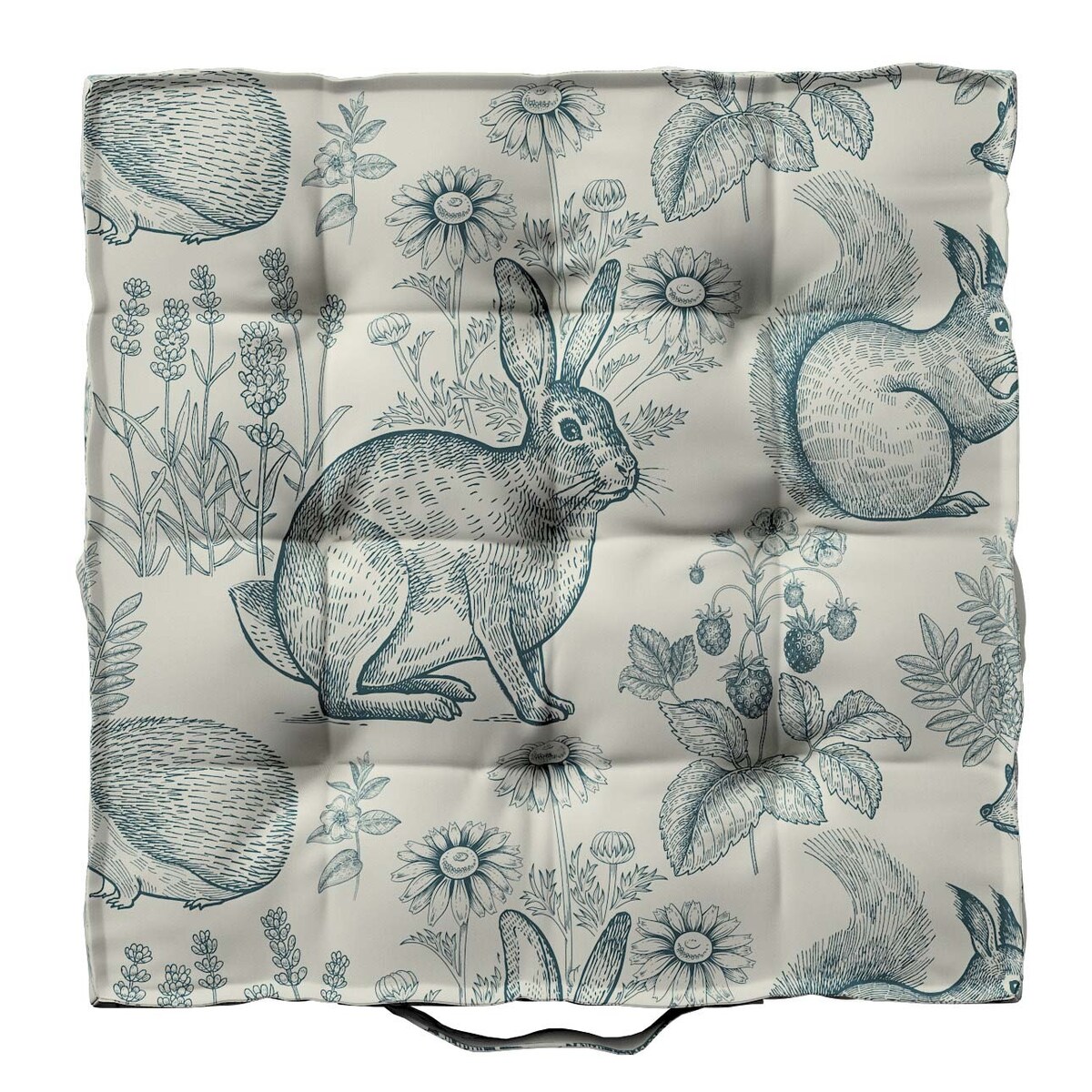 Siedzisko Tomi, ecru-niebieski, 40 x 40 x 6 cm, Magic Collection