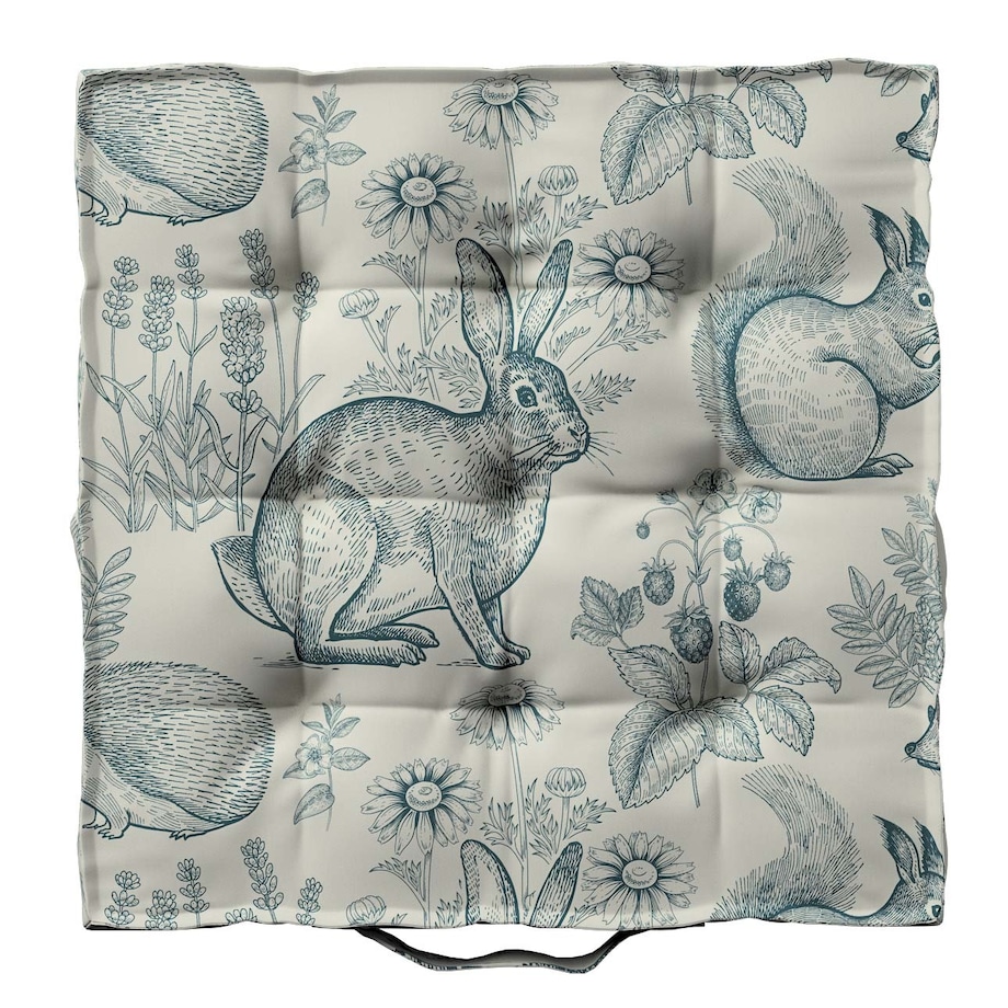 Siedzisko Tomi, ecru-niebieski, 40 x 40 x 6 cm, Magic Collection