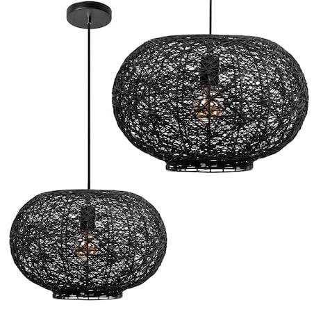 Lampa wisząca pleciona czarna APP1321-1CP