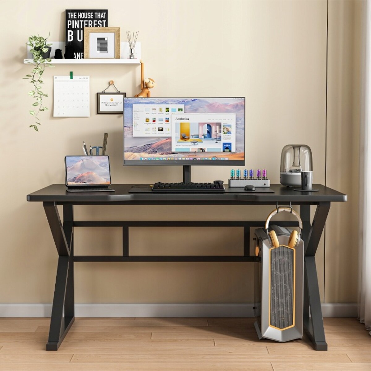 Biurko gamingowe stół dla gracza nowoczesne komputerowe czarne loft 120 cm