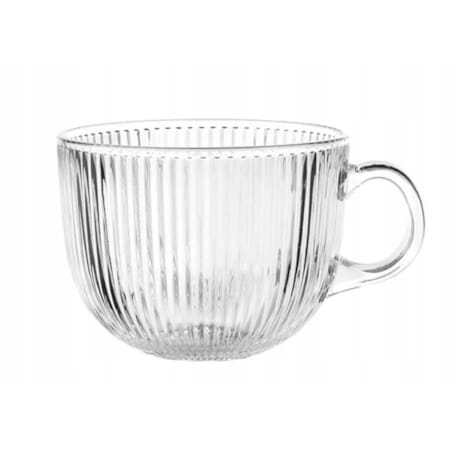 SZKLANKA KUBEK DUŻA w paski plisy 510 ml szkło filiżanka 6szt na napoje
