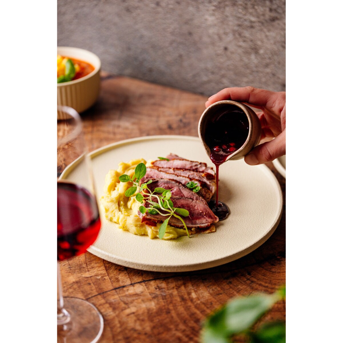 Serwis obiadowy Anun beżowy na 12 osób 36 szt. Nowoczesny Do zmywarki Komplet talerzy