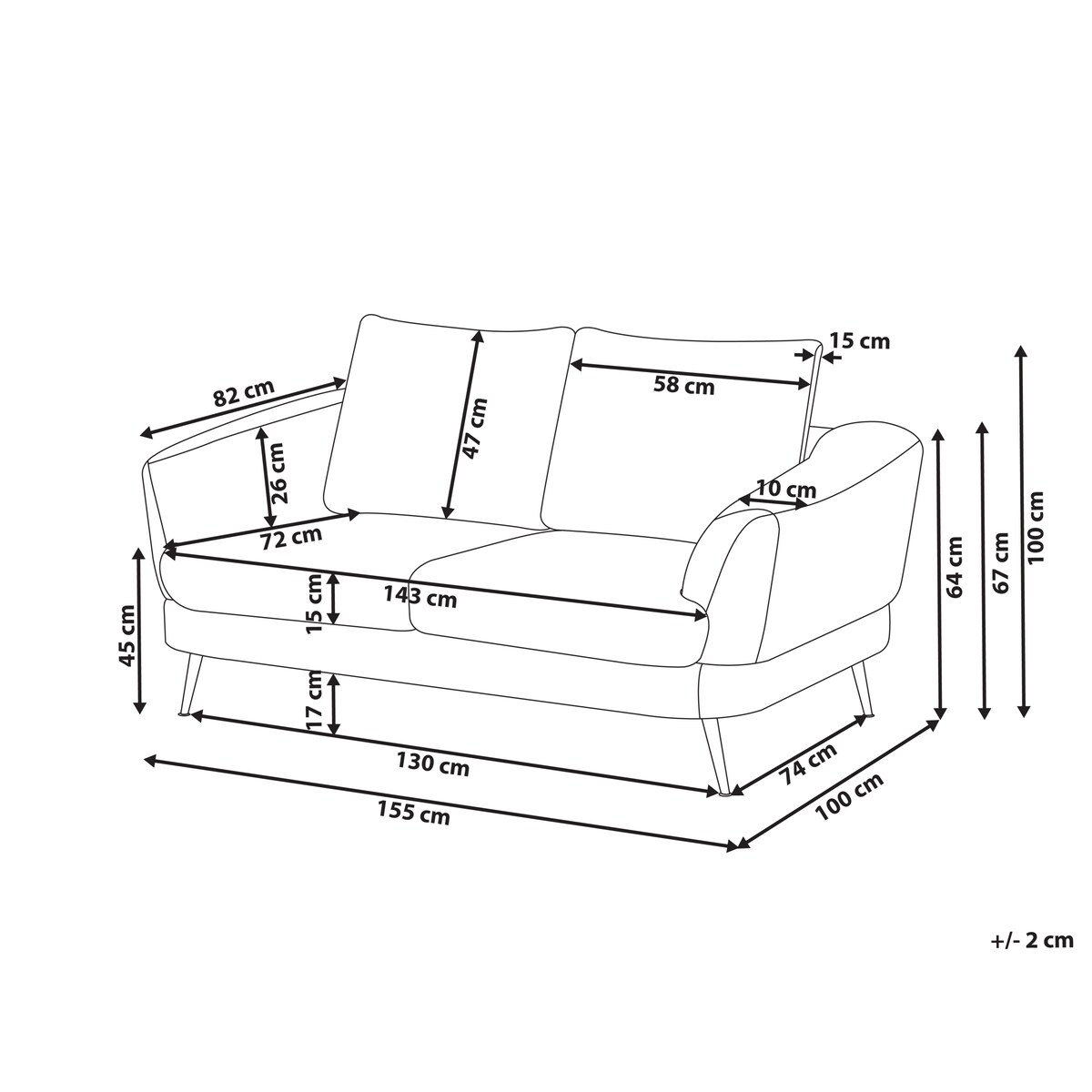 Sofa dla 2 osób KJAER Złamana biel