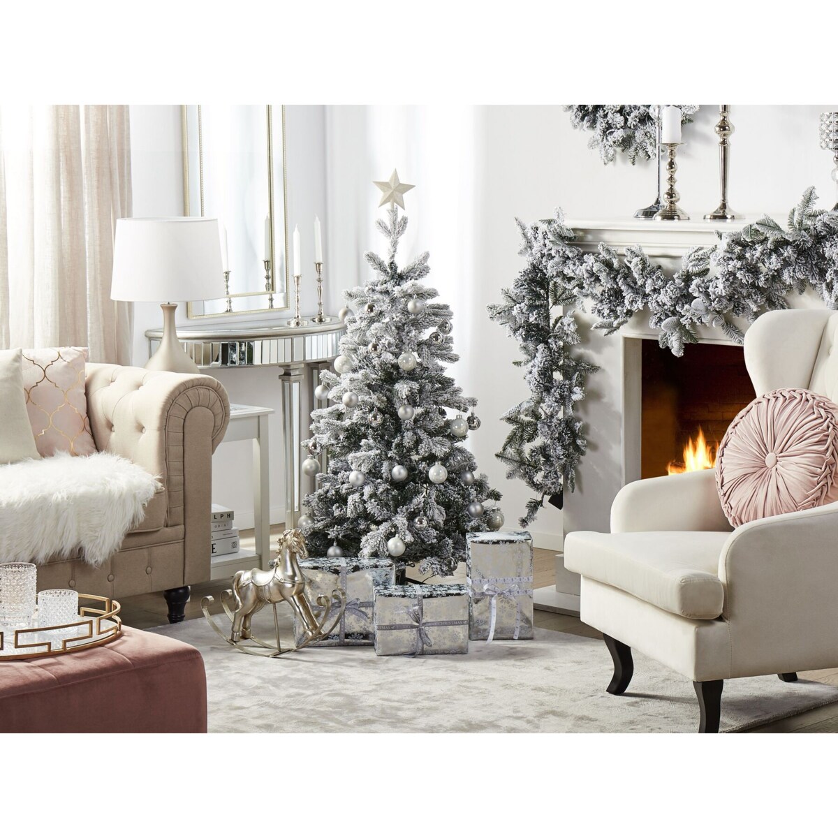 Ośnieżona sztuczna choinka 120 cm biała TOMICHI