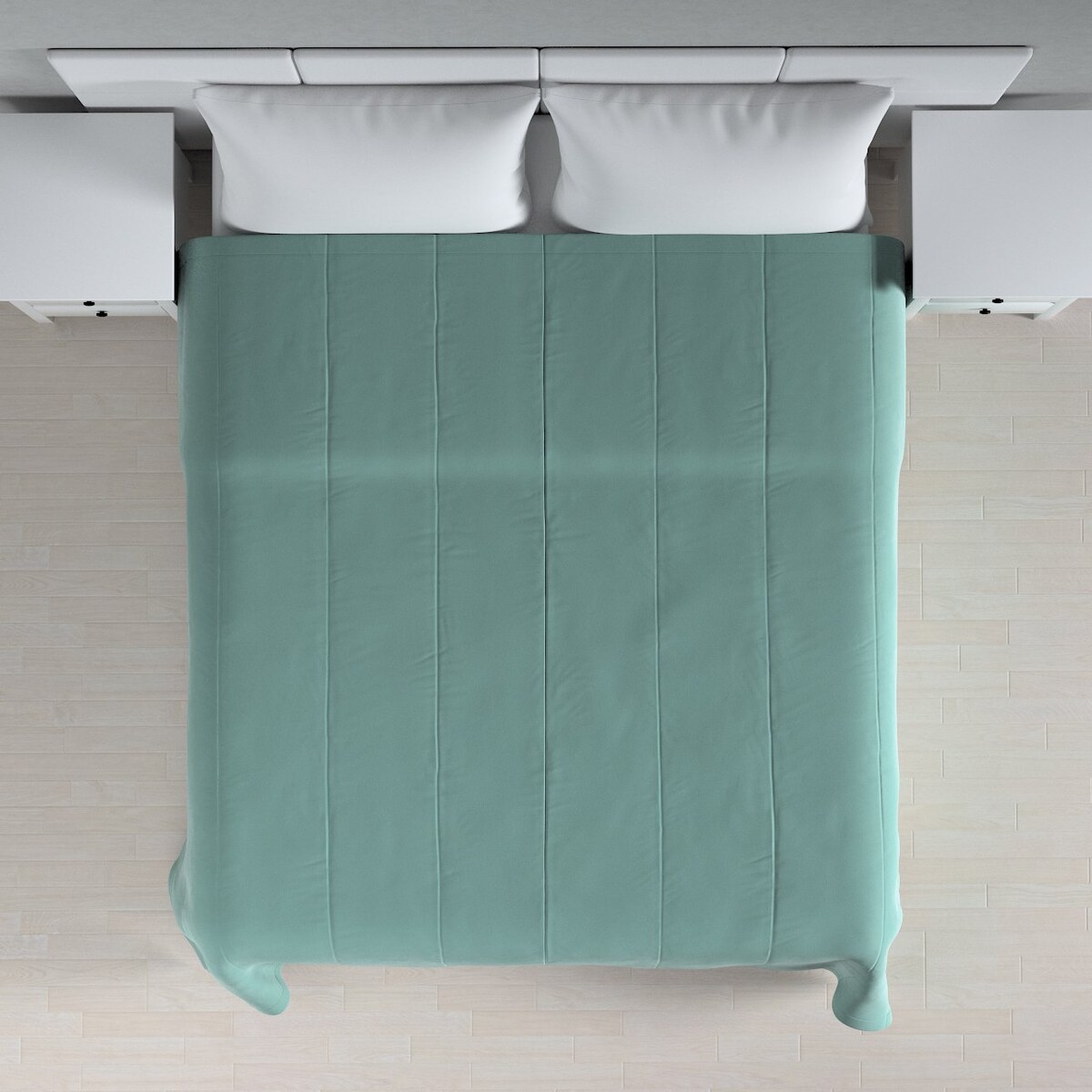 Narzuta pikowana w pasy Velvet 200x210 szara mięta