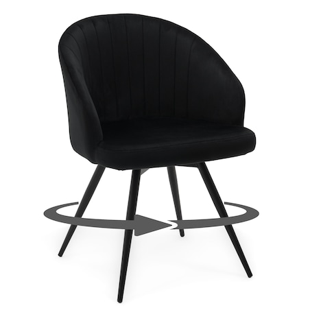 Krzesło tapicerowane obrotowe welurowe do salonu MODENA czarne