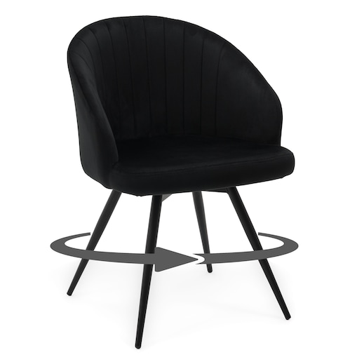 Krzesło tapicerowane obrotowe welurowe do salonu MODENA czarne