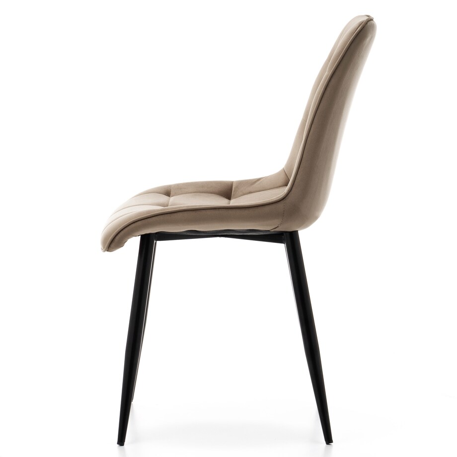 Krzesło tapicerowane welurowe CHIC velvet ciemnobeżowy do salonu jadalni