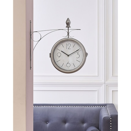 Zegar ścienny dworcowy ø 22 cm srebrno-biały ROMONT