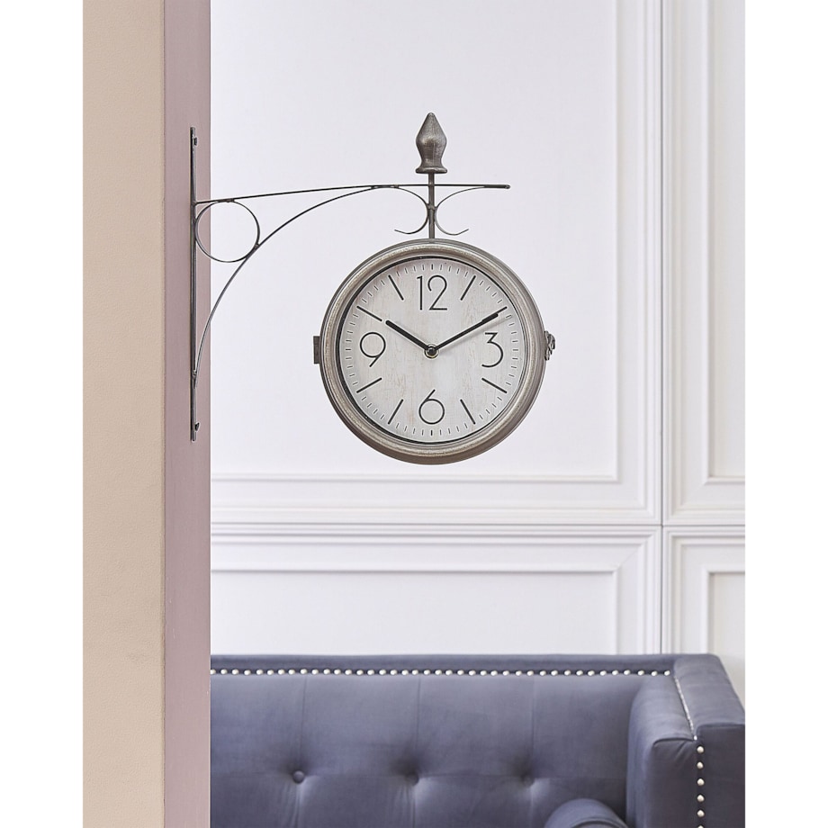 Zegar ścienny dworcowy ø 22 cm srebrno-biały ROMONT