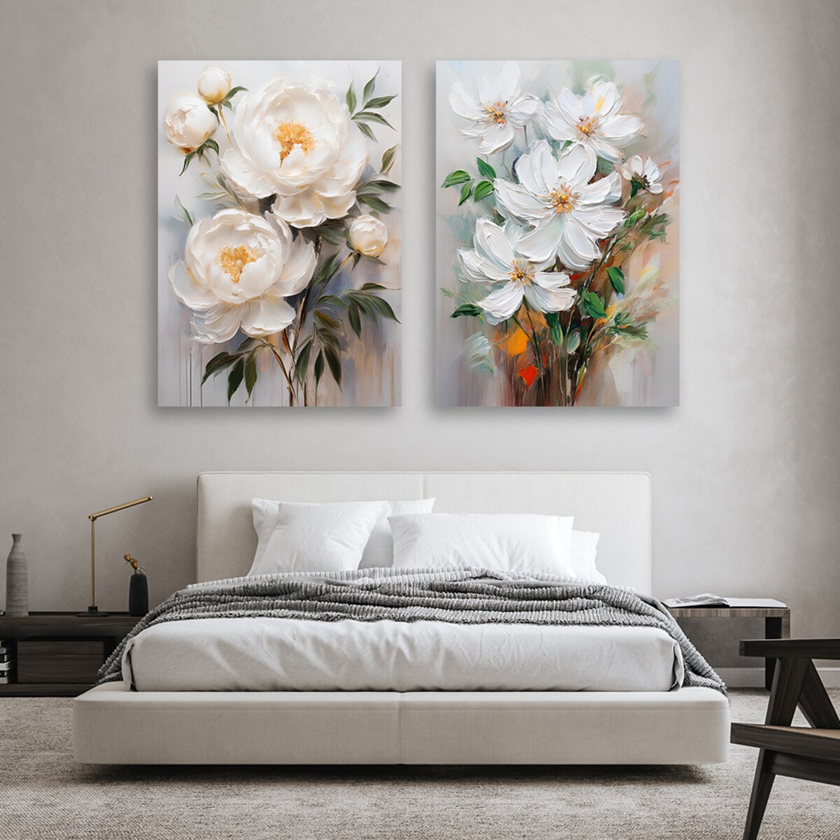 Obrazy Zestaw set 2 szt do salonu sypialni jadalni biura spa loftu Piwonie Modne Kwiaty Rośliny 160x120 (2x80x120)