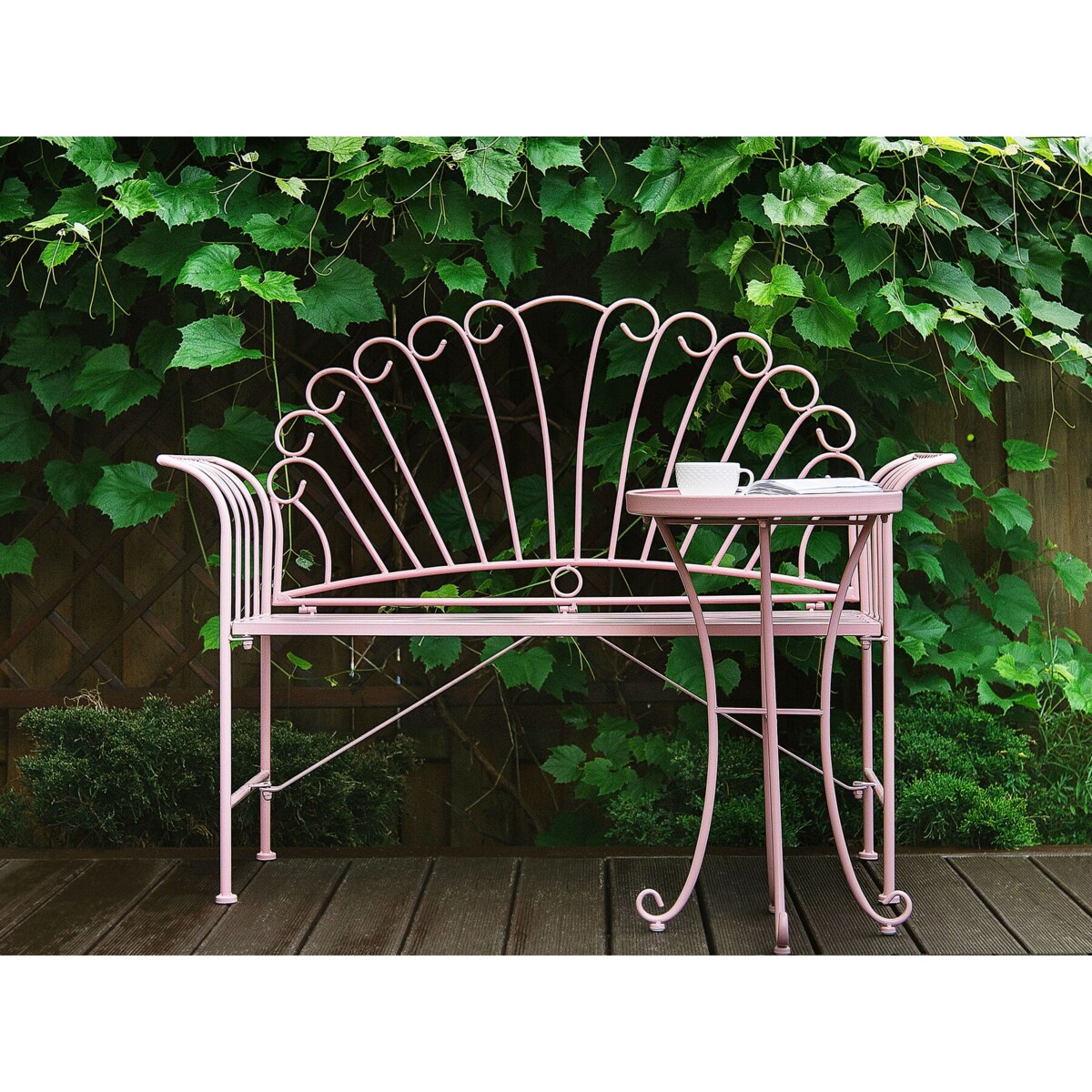 Zestaw mebli balkonowych metalowy różowy CAVINIA