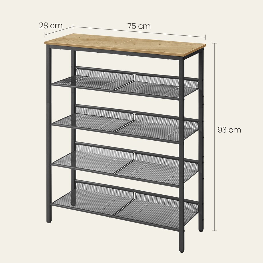 Szafka Na Buty w stylu loftowym dąb Artisan, czarny