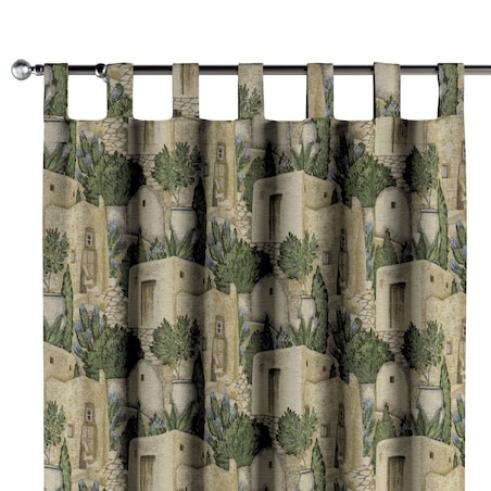 Zasłona na szelkach 1 szt. 130x260 piaskowo-zielony motyw śródziemnomorski