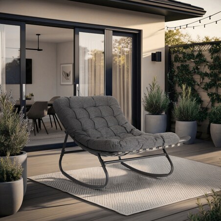 Fotel Leżak Ogrodowy Bujany Bujak Leżanka Do Salonu Na Taras AURORA Szary