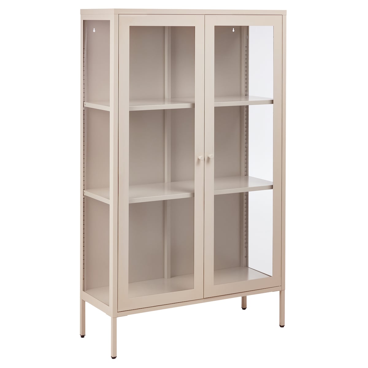 Witryna ze szklaną gablotą NASH 90 cm Metal Beżowy