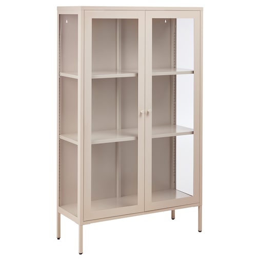Witryna ze szklaną gablotą NASH 90 cm Metal Beżowy