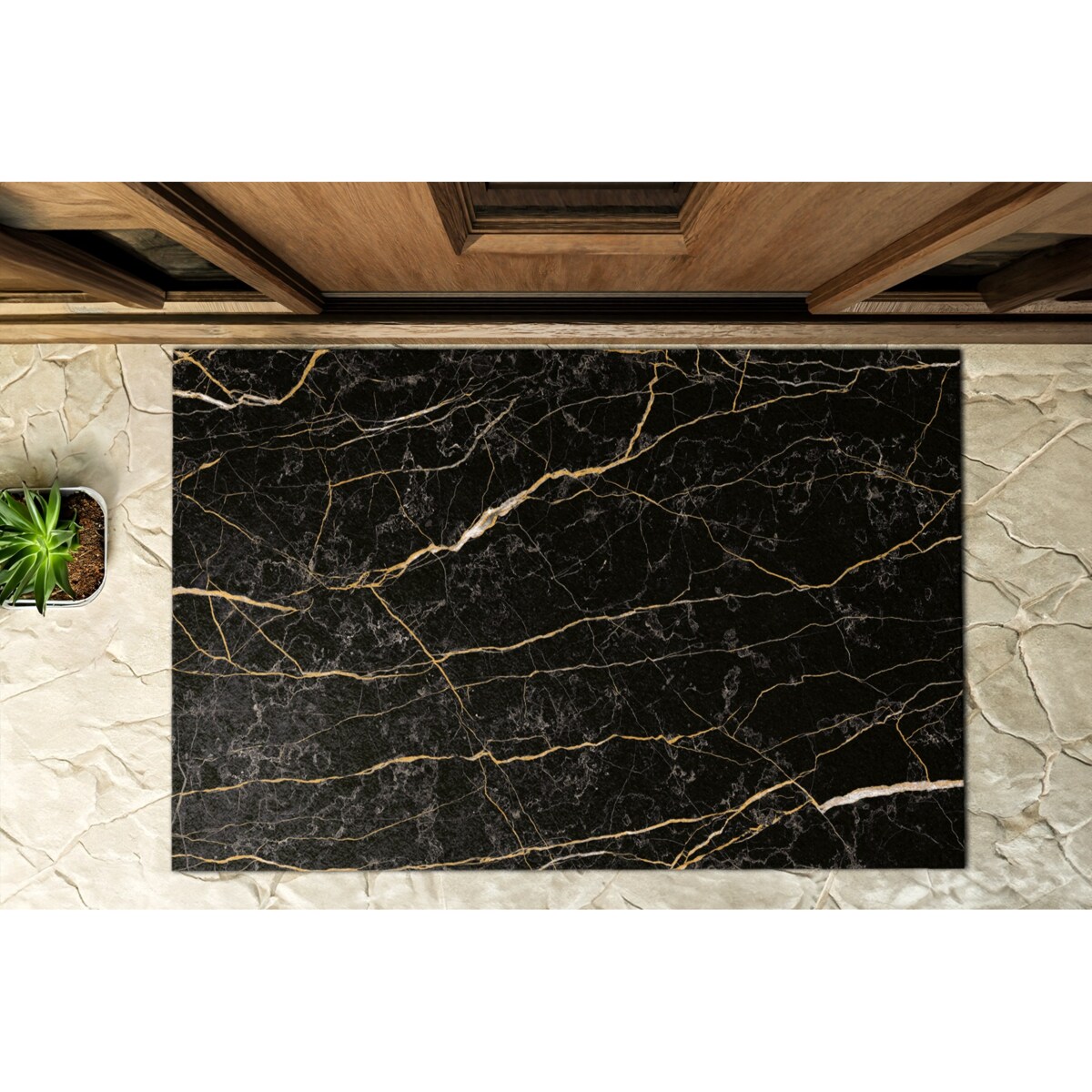 Wycieraczka zewnętrzna XXL Czarny marmur 150x100cm