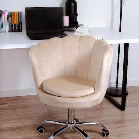 Fotel biurowy krzesło obrotowe muszelka regulowane welurowe