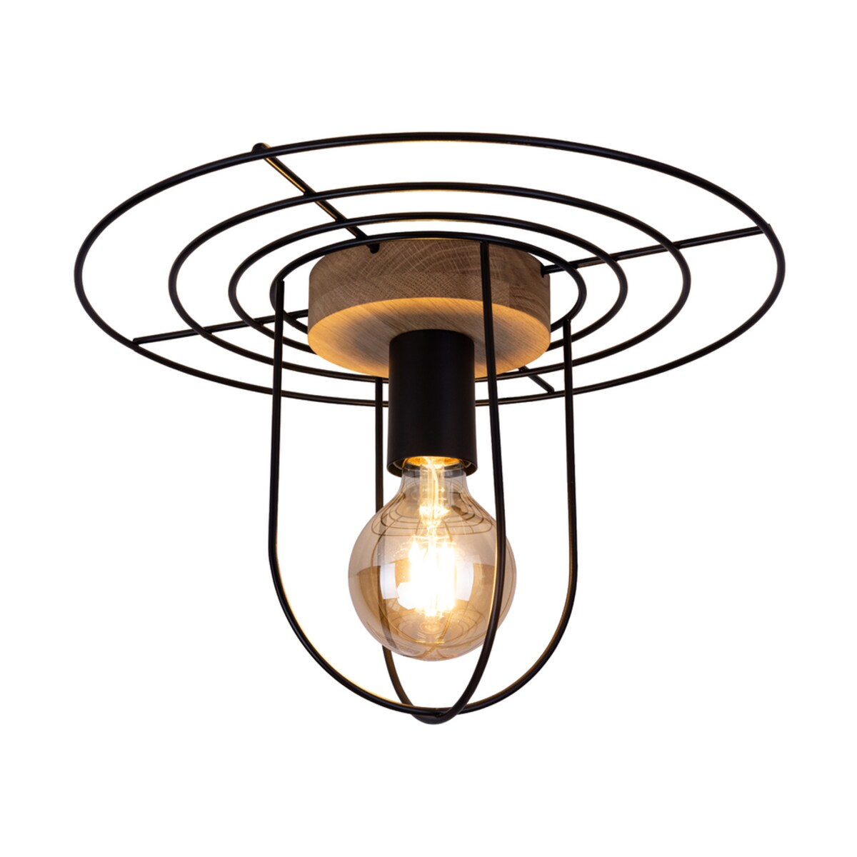 Drewniana Lampa Sufitowa BRITOP Lighting 1xE27 Max.60W Dąb Olejowany FSC z Dodatkiem Czerni, Polski Producent, 1szt.