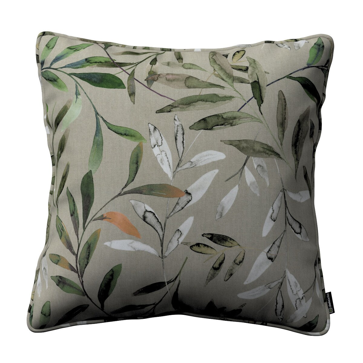 Poszewka Gabi na poduszkę 60x60 zielone gałązki na szarym tle