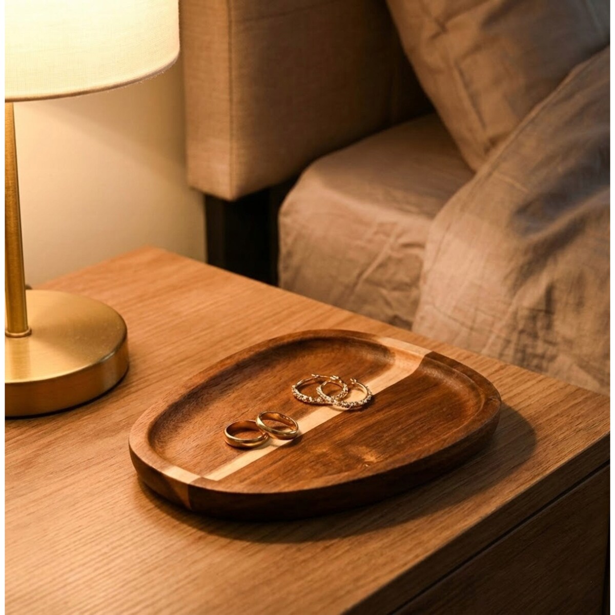 MAŁA TACKA TACA KUCHENNA DREWNIANA NA NACZYNIA KLUCZE BOHO DO SALONU DOMU