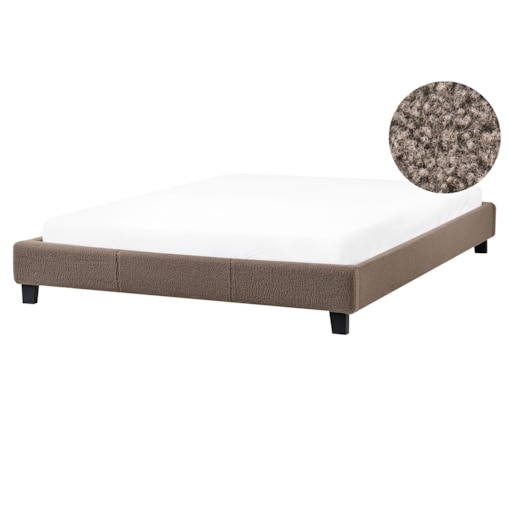 Łóżko bez zagłówka Boucle ROANNE 160 x 200 cm Beżowoszary