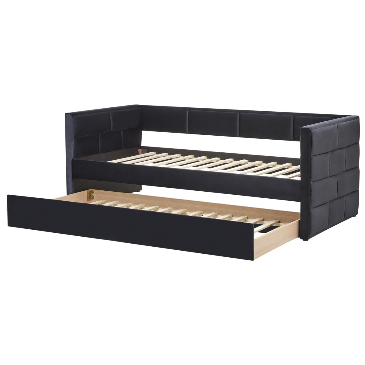 Łóżko wysuwane Welur CHAVONNE 90 x 200 cm Czarny