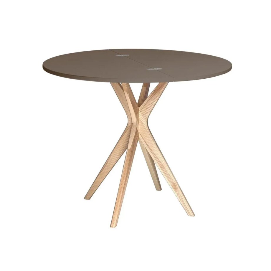 Stół półokrągły CUTTI 100x100 rozkładany brązowy/jesion