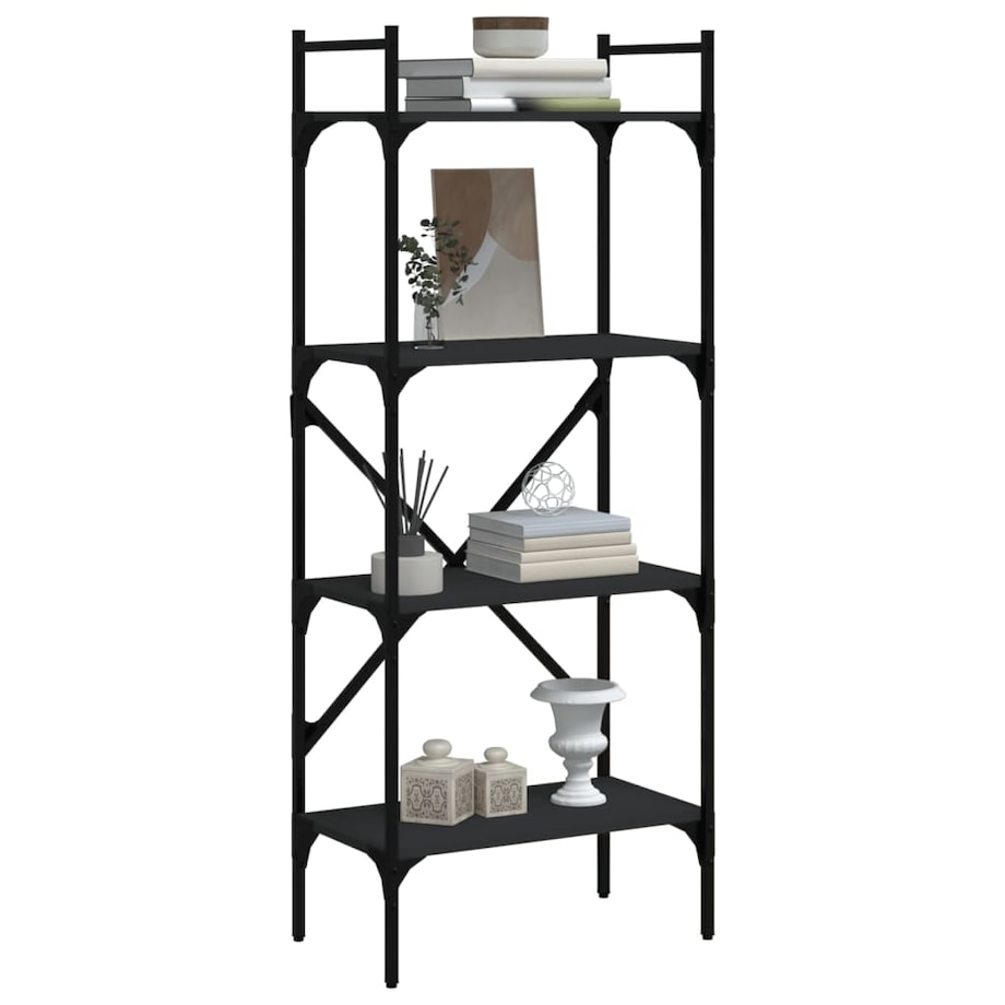 vidaXL 4-poziomowy regał na książki, czarny, 56x31,5x138,5 cm