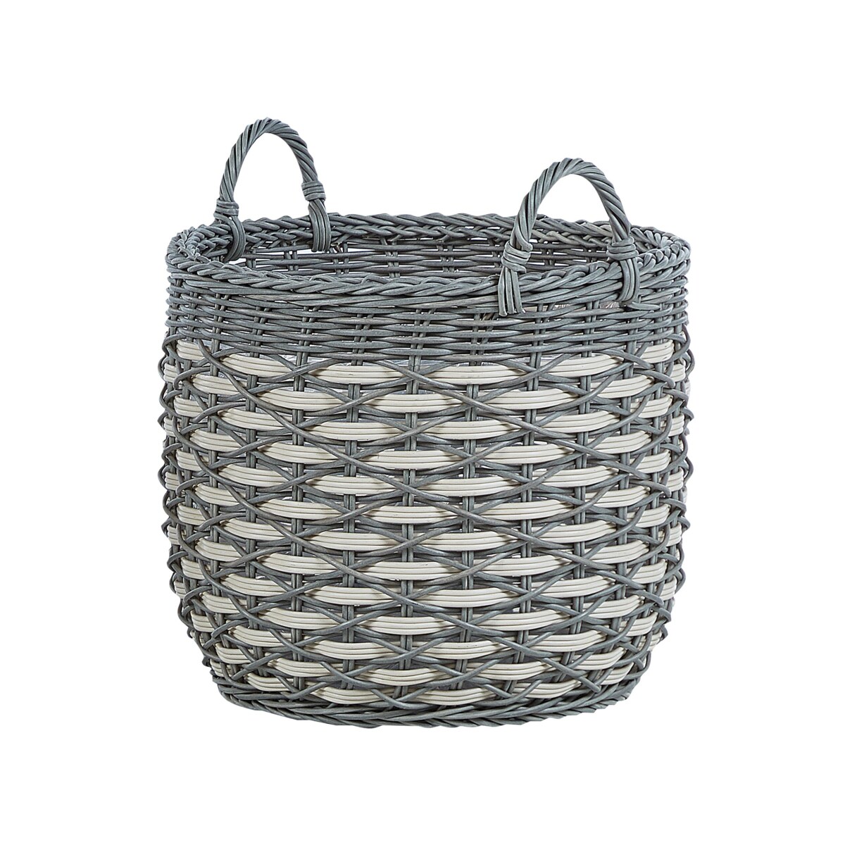 Zestaw 3 koszy na kwiaty z technorattanu szaro-biały GEFIRA