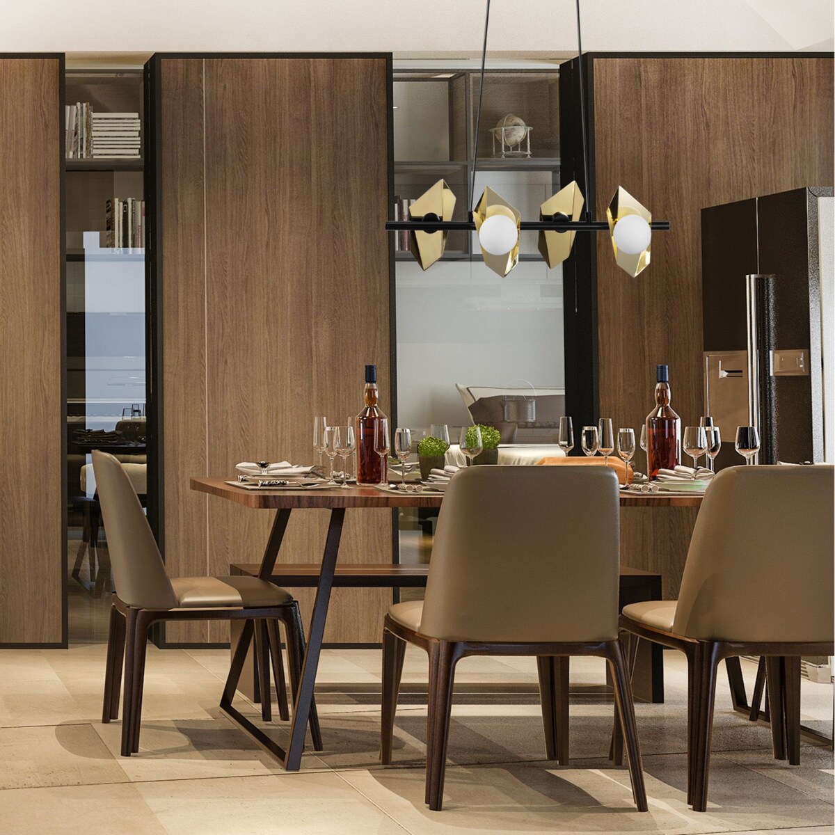 Lampa sufitowa wisząca złota czarna 4xG9 APP1412-CP