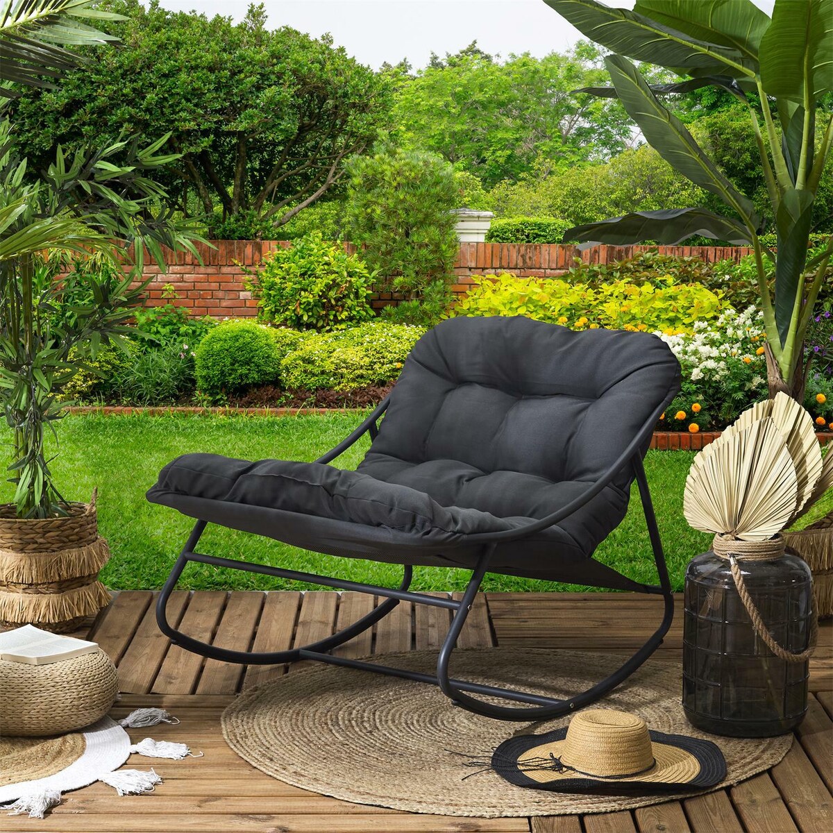 FOTEL OGRODOWY BUJANY Tenerife czarny | miękkie siedzisko