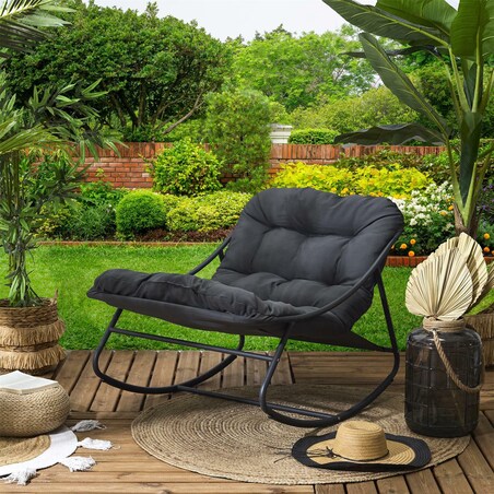 FOTEL OGRODOWY BUJANY Tenerife czarny | miękkie siedzisko