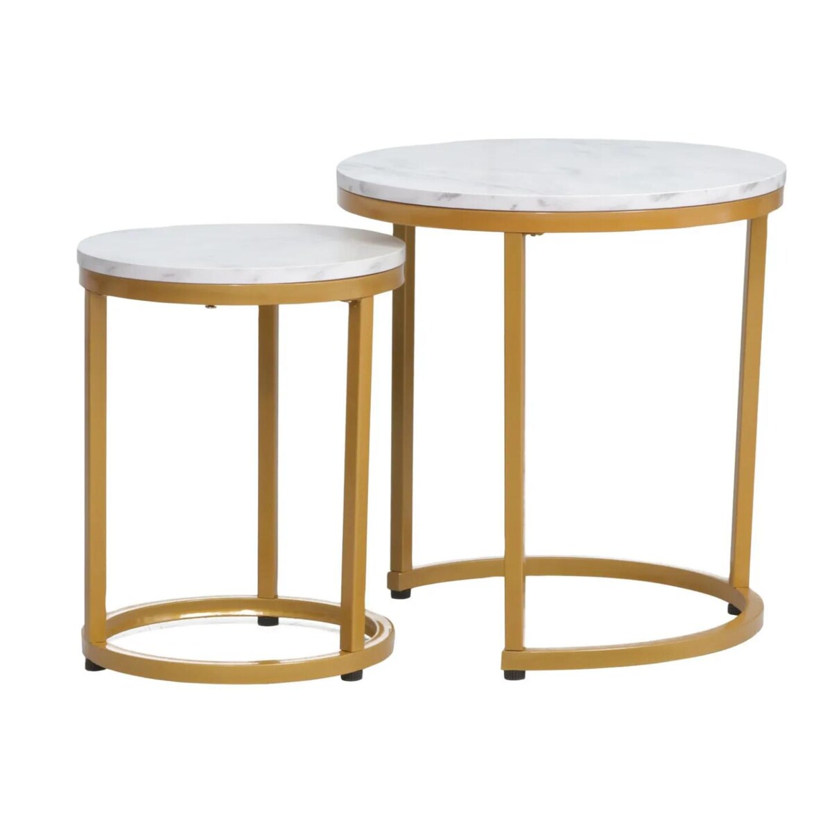 Zestaw 2 ław HOLA biały marmur/złoty
