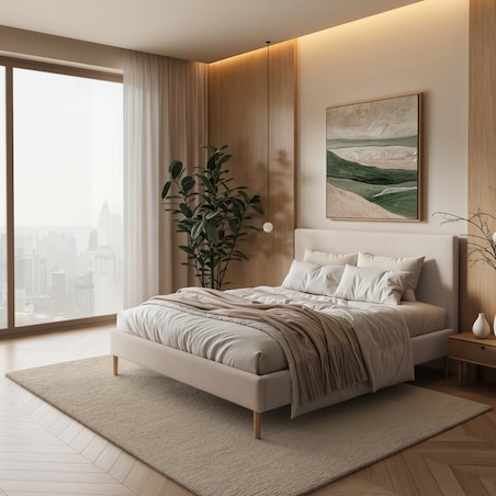 Mesonica Łóżko Alano, beżowe, 140x200