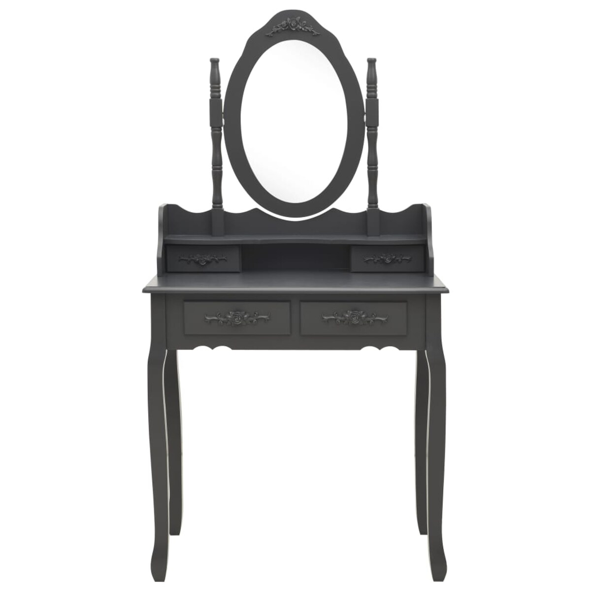 vidaXL Toaletka ze stołkiem, szara, 75x69x140 cm, drewno paulowni