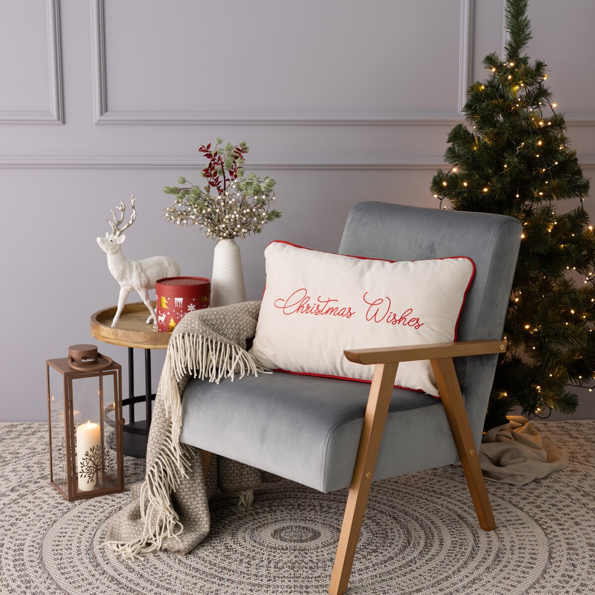 Poszewka na poduszkę Christmas Joy 60x40 cm boże narodzenie, święta, świąteczne, biały-ecru-kremowy, 60x40 cm