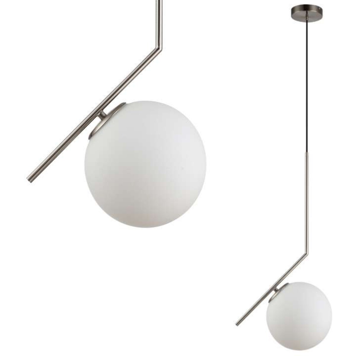 LAMPA wisząca CONDI MDM-7475/1-S-SN MDECO loftowa OPRAWA szklany ZWIS kula ball satyna biała