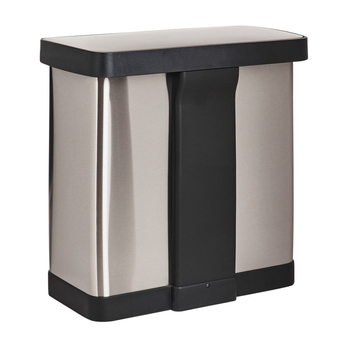 Kosz na śmieci z pedałem dwukomorowy 60 L ECOSORT Metal Srebrny