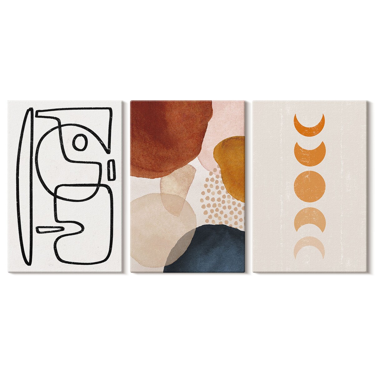 Zestaw 3 dużych obrazów na płótnie - Abstrakcyjne kolory dekoracje - brązowy