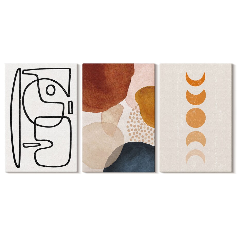 Zestaw 3 dużych obrazów na płótnie - Abstrakcyjne kolory dekoracje - brązowy